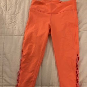 Orange Fabletics 3/4 length Capri yoga pants